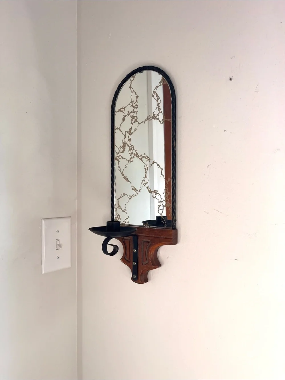 Vintage HomCo Black & Brown Wall Mirror Sconce